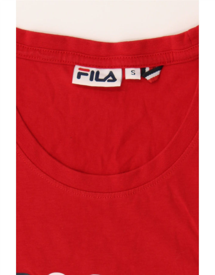 FILA Womens Graphic T-Shirt Top UK 8 Small Red Vintage Fila and Second-Hand Fila from Messina Hembry 