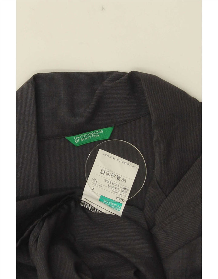Benetton Dame Oversized Skjorte UK 10 Lille Grå Bomuld