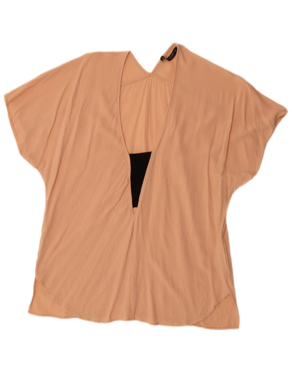 Top Blusa Donna Zara UK 16 Large Rosa Viscosa
