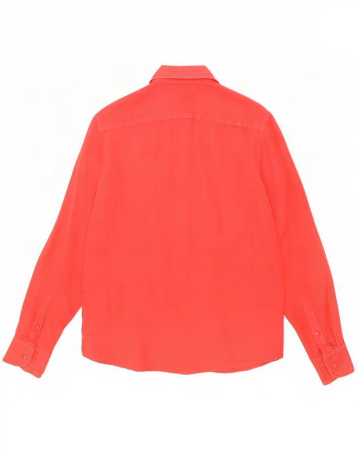 Massimo Dutti Mens Shirt Medium Red Linen