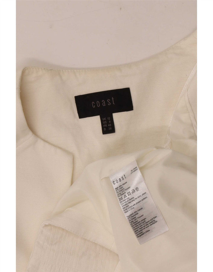 Coast Womens 3/4 Sleeve Open Bolero Jacket UK 12 Medium White Viscose