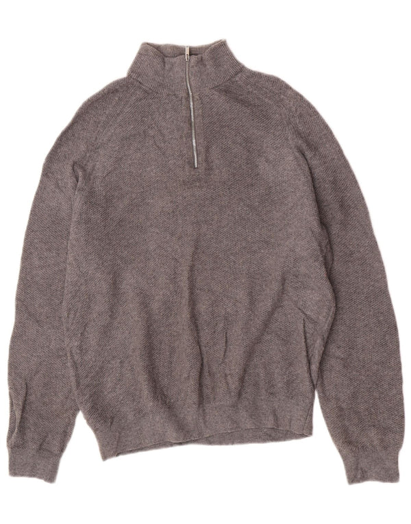 Maglione da uomo Reiss con zip e collo in lana grigio medio