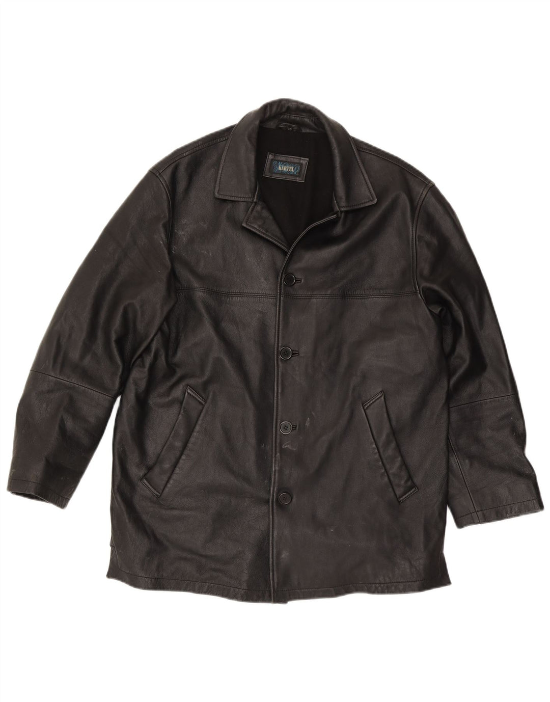 Kartel Mens Leather Jacket UK 40 Large Black