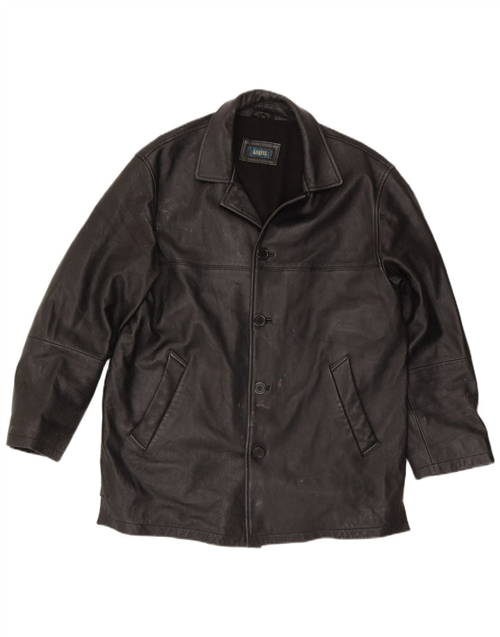 Kartel Mens Leather Jacket UK 40 Large Black