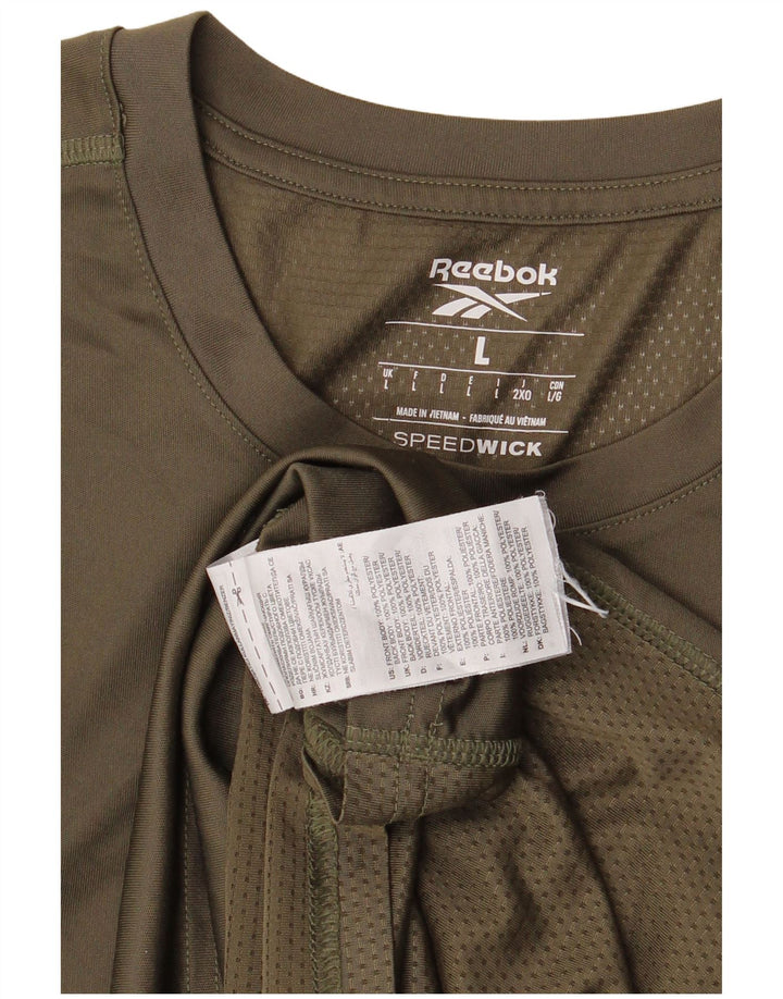 Reebok Mens T-Shirt Top Large Khaki Polyester