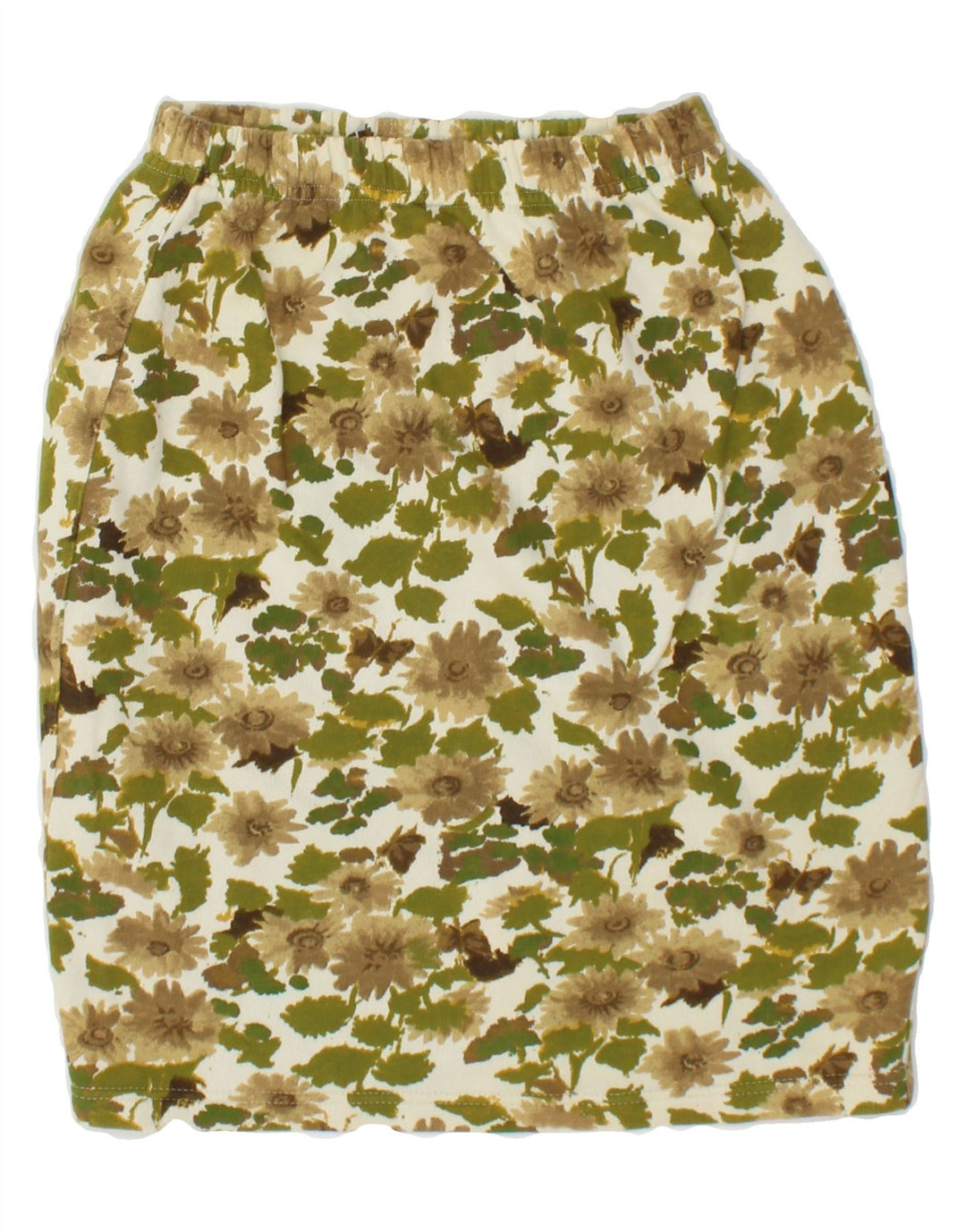 NEW PENNY Womens Pencil Skirt UK 10 Small W26 Green Floral Cotton | Vintage New Penny | Thrift | Second-Hand New Penny | Used Clothing | Messina Hembry 