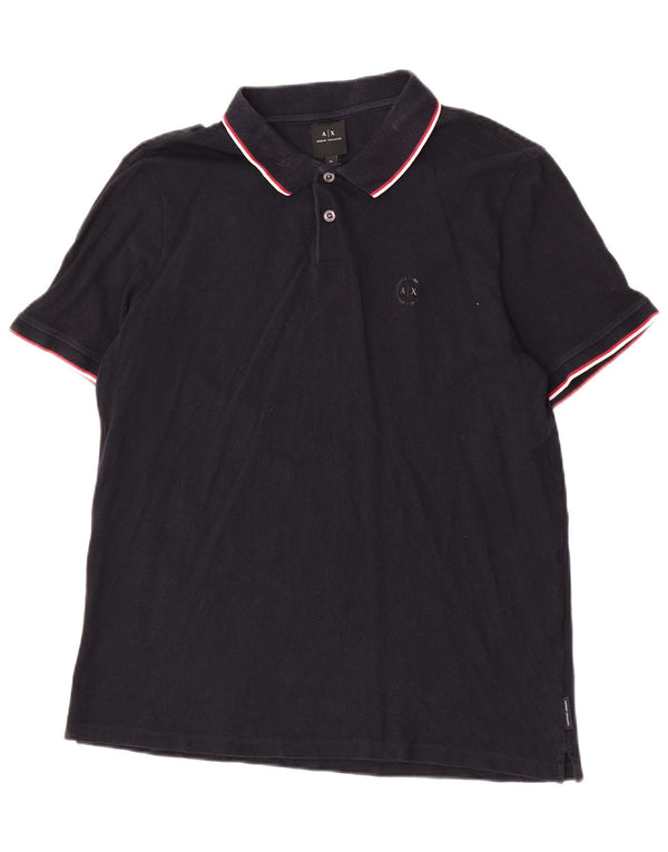 Armani Exchange Mens Polo Shirt XL Black Cotton