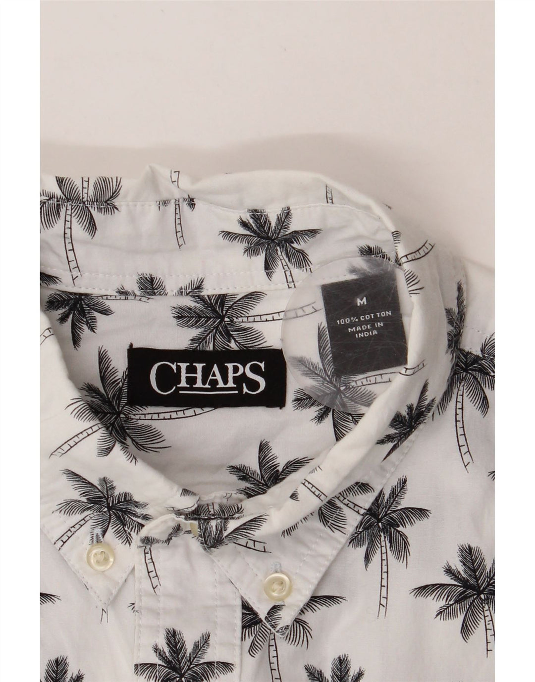 CHAPS Mens Graphic Short Sleeve Shirt Medium White Cotton Vintage Chaps and Second-Hand Chaps from Messina Hembry 