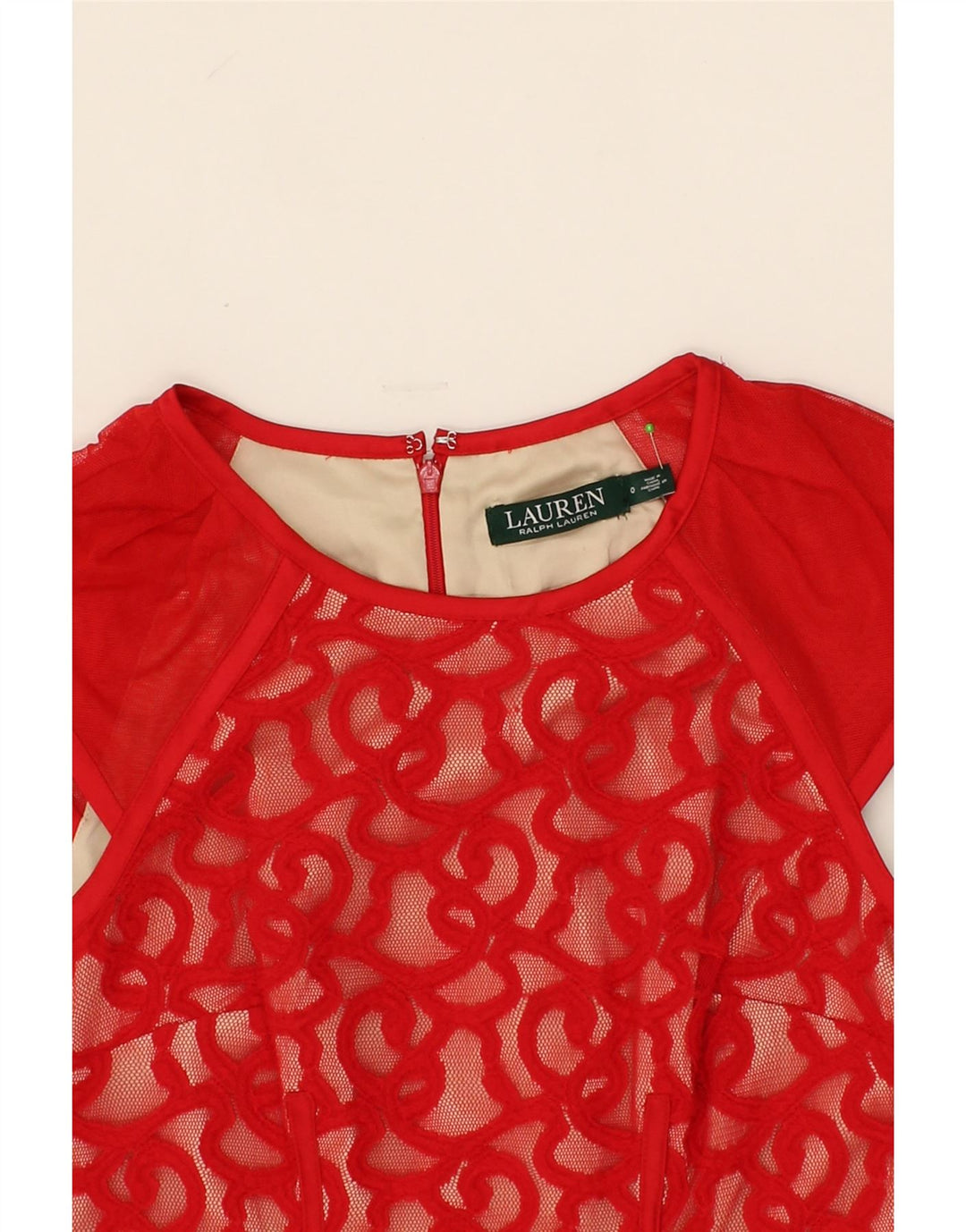 RALPH LAUREN Womens Sheath Dress US 0 XS Red Polyester Vintage Ralph Lauren and Second-Hand Ralph Lauren from Messina Hembry 