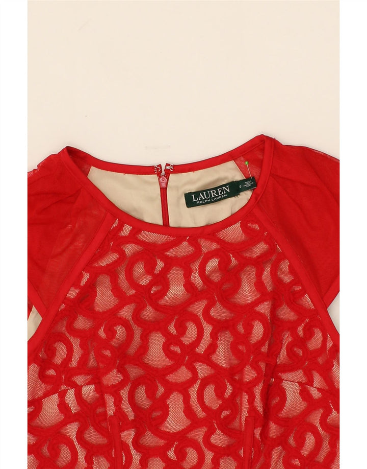 RALPH LAUREN Womens Sheath Dress US 0 XS Red Polyester Vintage Ralph Lauren and Second-Hand Ralph Lauren from Messina Hembry 