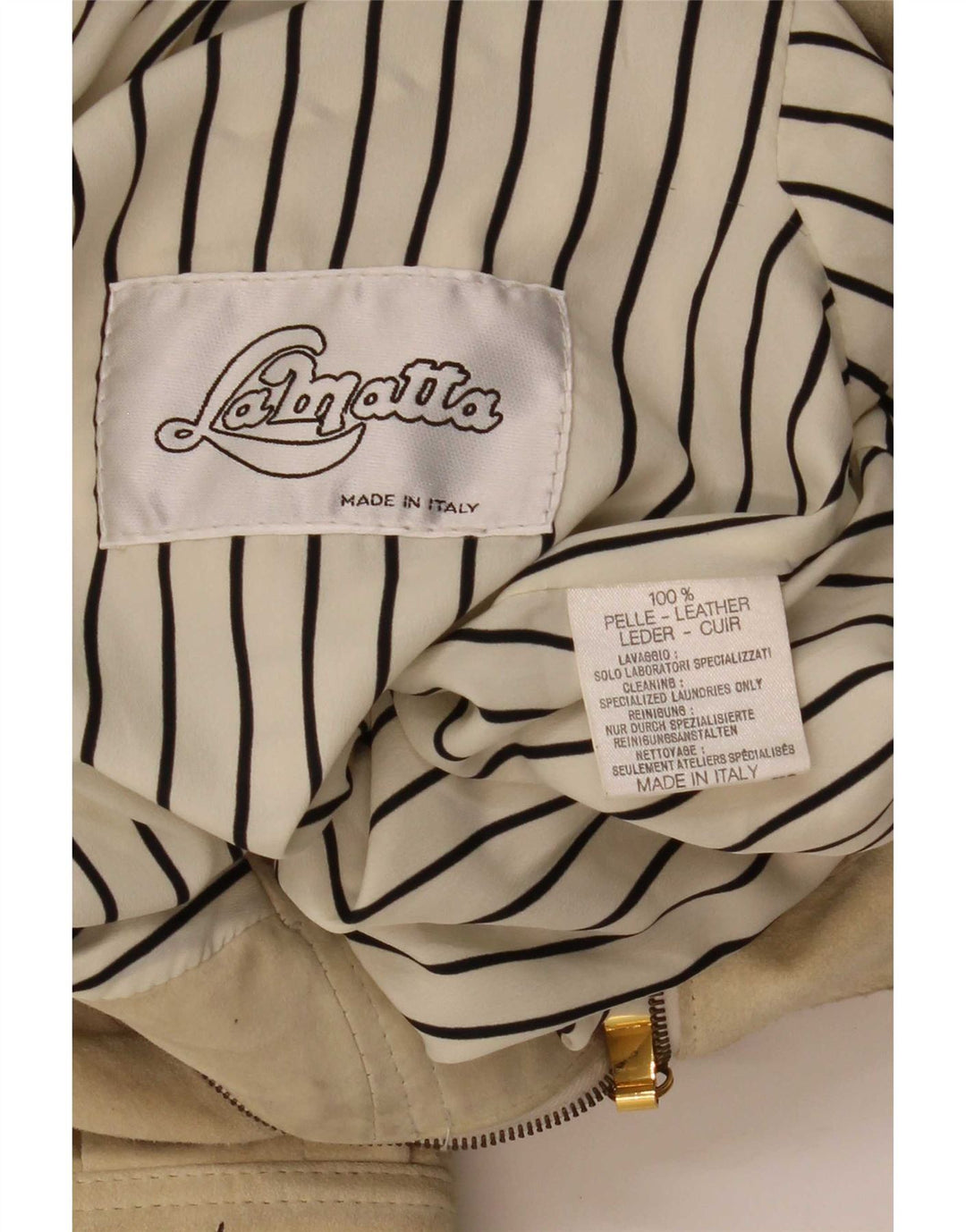 Lamatta Dame Oversized Crop Ruskind Bomber Jacket UK 16 Large Beige Læder