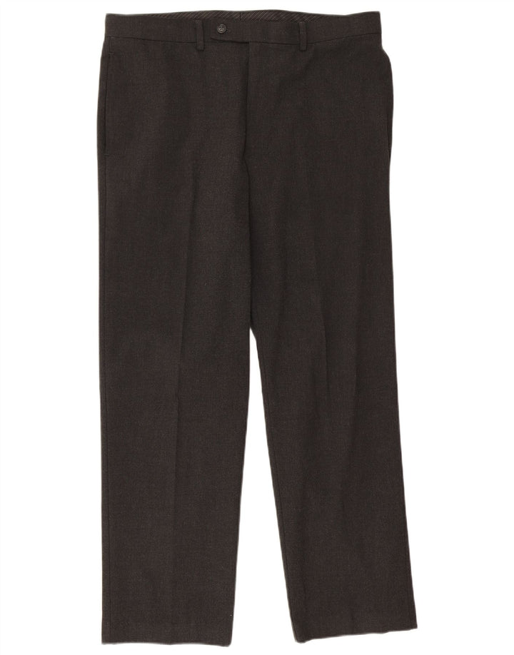 Calvin Klein Mens Straight Suit Trousers W34 L29 Grey Polyester