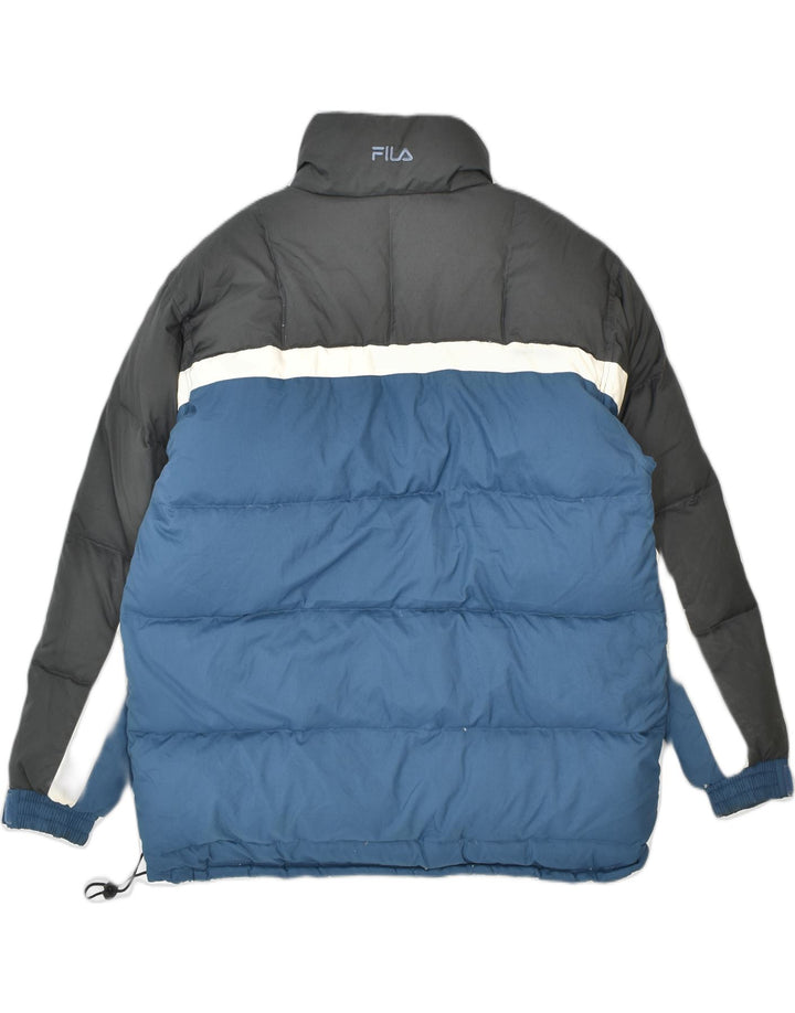 FILA Mens Padded Jacket IT 52/54 XL Blue Colourblock Polyester Vintage Fila and Second-Hand Fila from Messina Hembry 