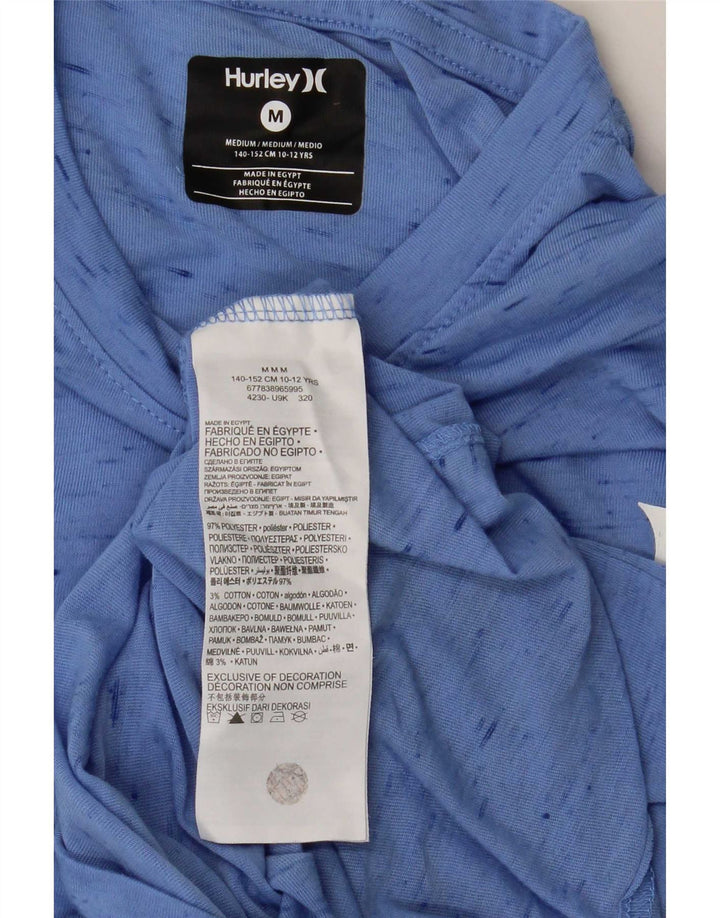 Hurley Boys Graphic Top Long Sleeve 10-11 Years Medium Blue Flecked