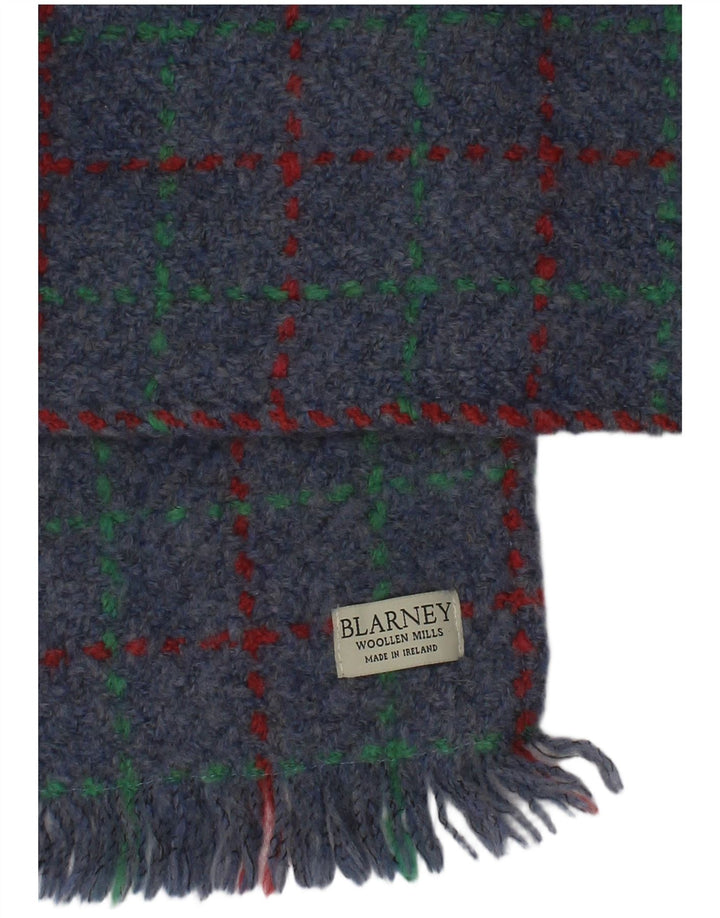 Blarney Herren-Rechteckschal, Einheitsgröße, blau kariert, Wolle, Winter