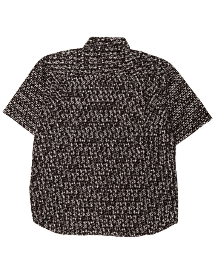 Canda Mens Short Sleeve Shirt XL Black Geometric Polyester