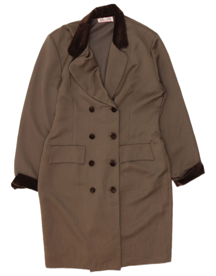 Sara Glenzer Damen Zweireihiger Mantel IT 48 XL Braun Farbblock
