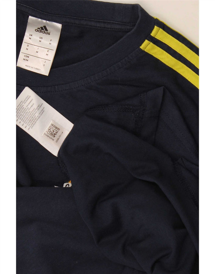 Adidas Mens Climalite Graphic Top Long Sleeve Medium Navy Blue Cotton