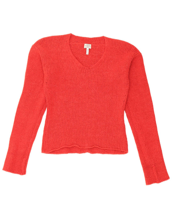 Armani Jeans Damen Crop V-Ausschnitt Pullover Pullover UK 14 Large Rot