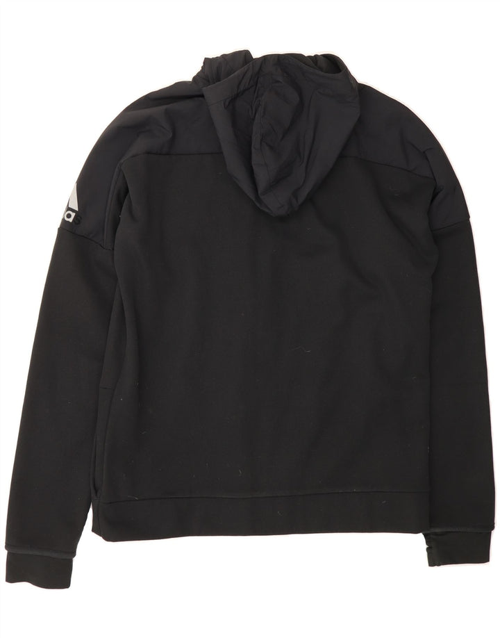 ADIDAS Boys Zip Hoodie Sweater 15-16 Years Black Polyester Vintage Adidas and Second-Hand Adidas from Messina Hembry 