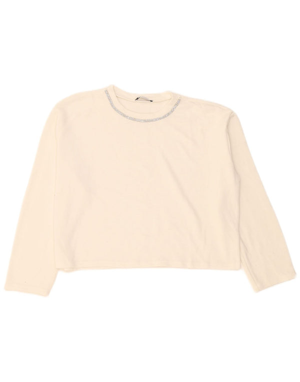 Top corto oversize da donna Zara a maniche lunghe UK 14 bianco medio