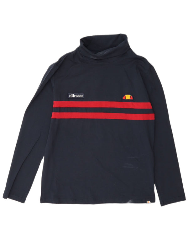 Ellesse γυναικείο μπλουζάκι μακρυμάνικο UK 16 Large Navy Blue Colorblock Βαμβακερό