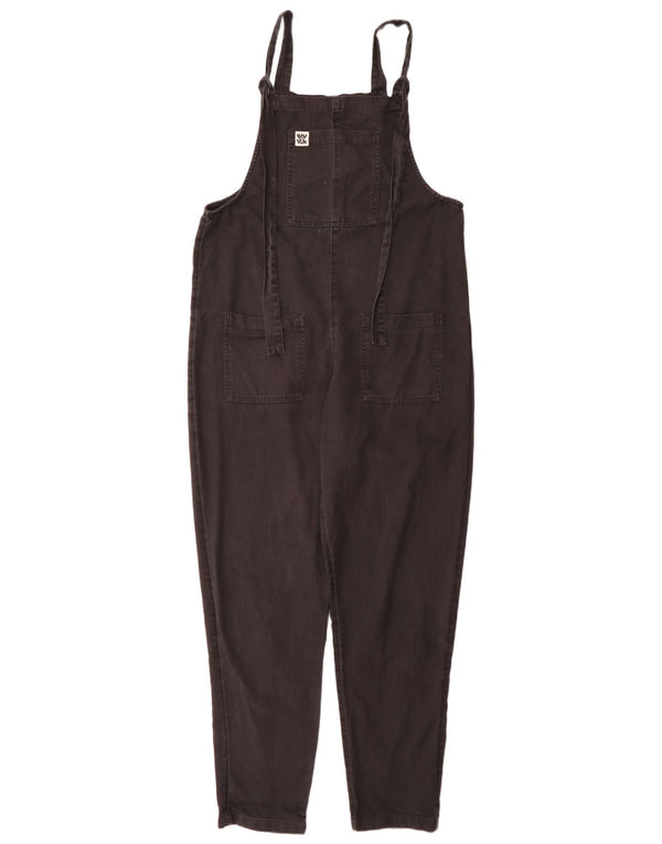 Lucy & Yak Womens Long Dungaree Jumpsuit UK 12 Medium Black Cotton