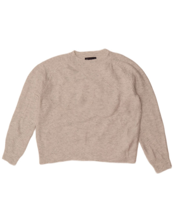 Marks & Spencer Womens Crew Neck Jumper Sweater UK 14 Medium Grey Acrylic