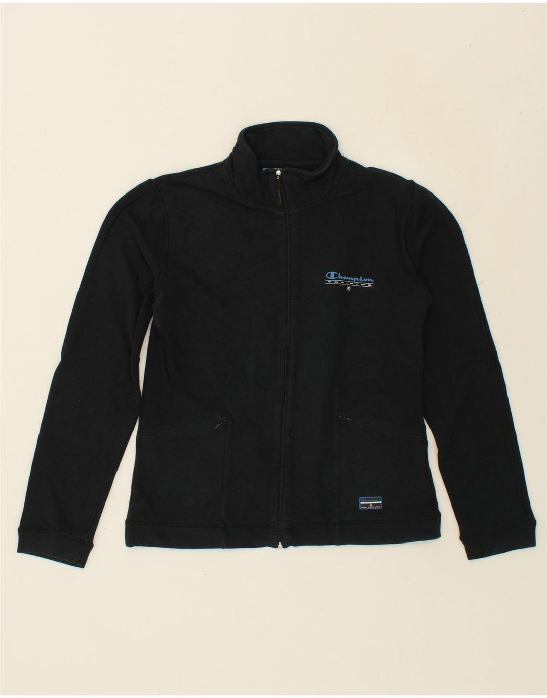 CHAMPION Womens Tracksuit Top Jacket UK 12 Medium Navy Blue Cotton Vintage Champion and Second-Hand Champion from Messina Hembry 