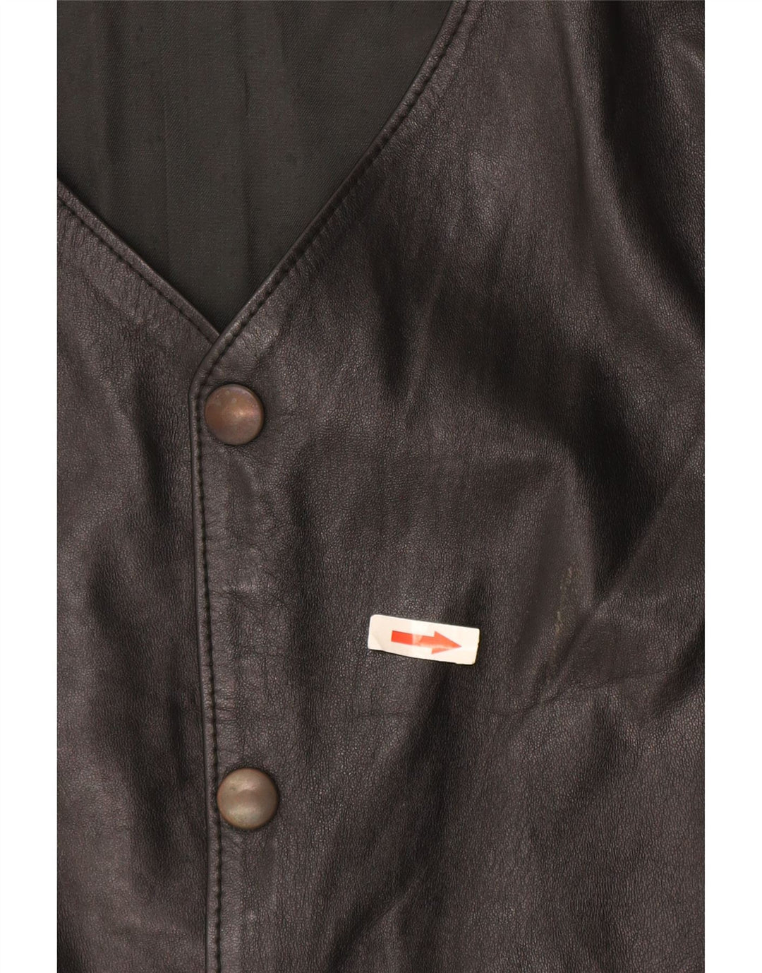 Gilet in pelle vintage da uomo piccolo nero