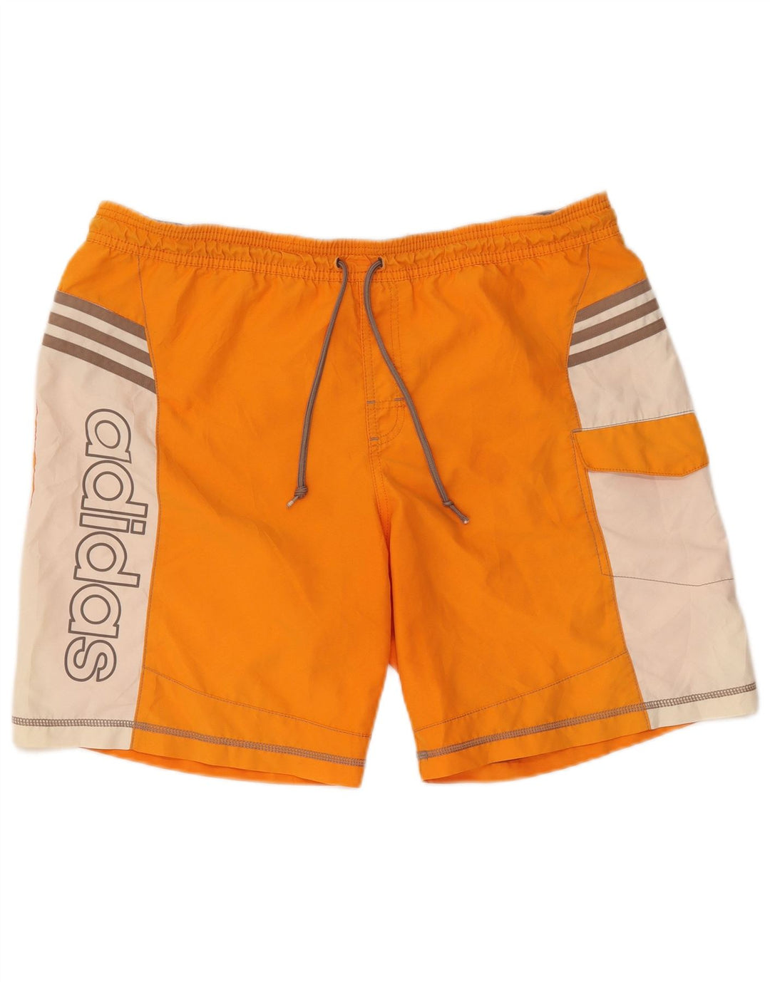 ADIDAS Mens Graphic Sport Shorts Large  Orange Colourblock Polyester
