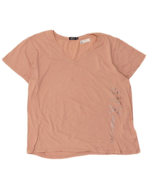 Avirex Womens Graphic T-Shirt Top UK 20 2XL Pink Cotton