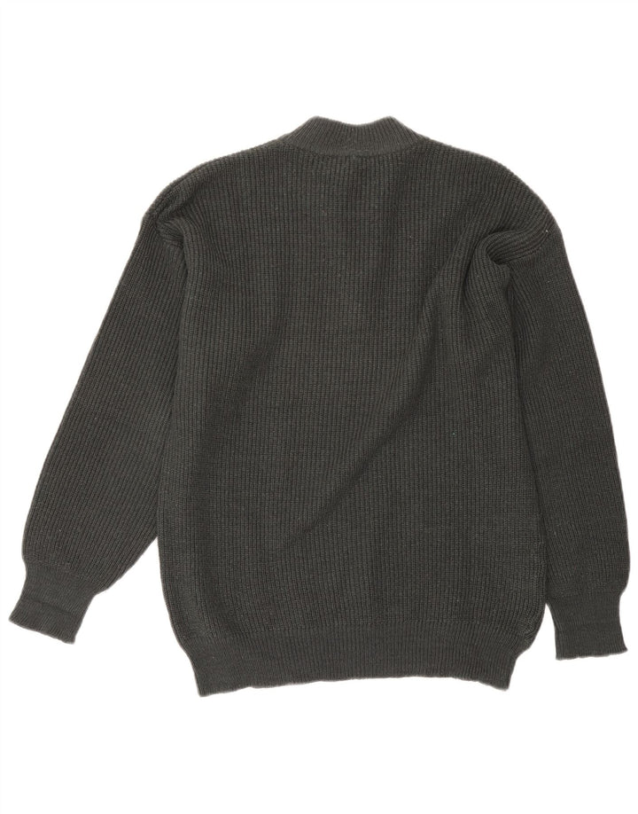 POP 84 Mens Turtle Neck Jumper Sweater Large Grey Colourblock Acrylic