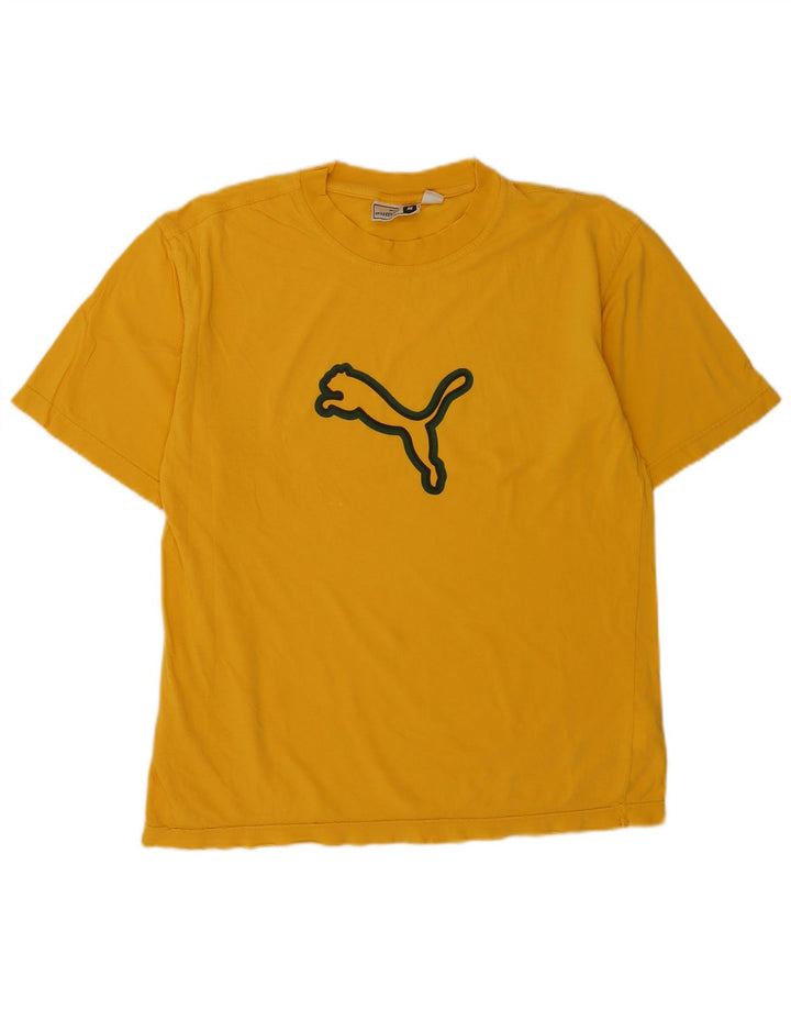 Puma Mens Graphic T-Shirt Top Medium Yellow Cotton
