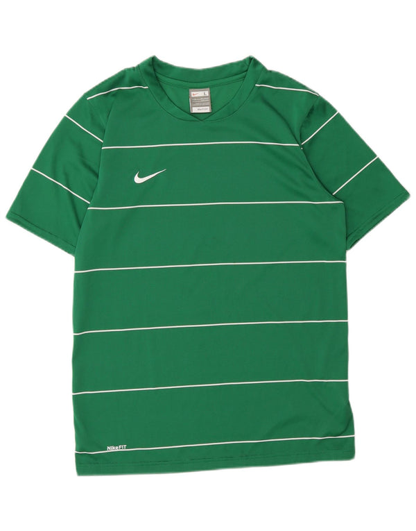 T-shirt grafica da ragazzo Nike Top 12-13 anni in poliestere a righe verdi grandi