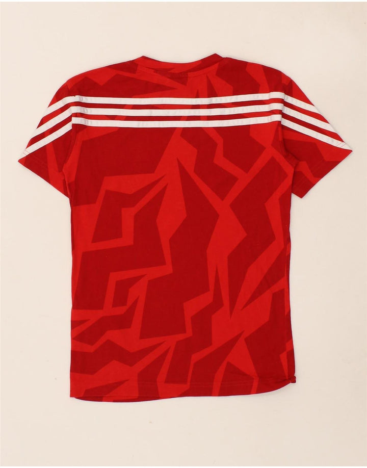 ADIDAS Boys Abstract Pattern T-Shirt Top 7-8 Years Red Cotton Vintage Adidas and Second-Hand Adidas from Messina Hembry 