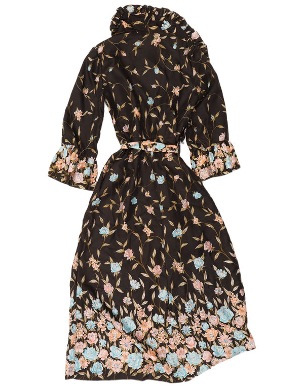 Rochie maxi cu mânecă lungă vintage pentru femei IT 44 Medium Black Floral
