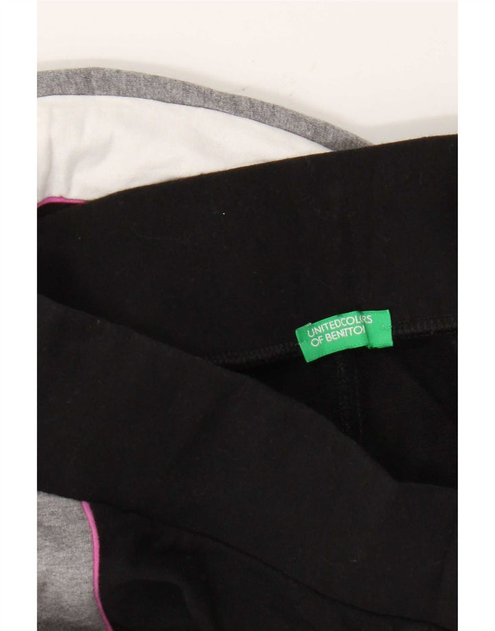 Benetton Womens Graphic Leggings UK 14 Medium Black Colourblock