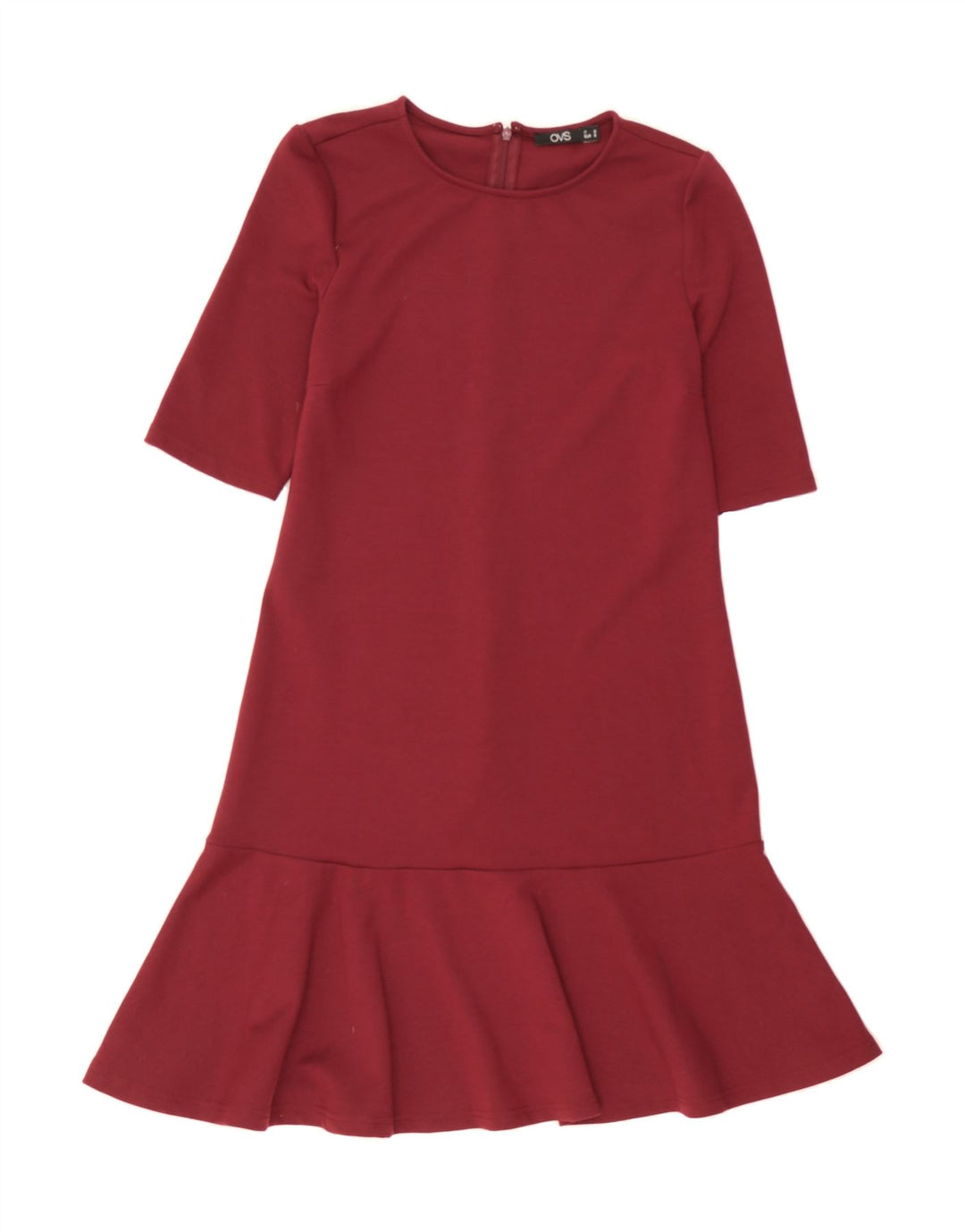 OVS Womens Drop Waist Dress UK 10 Small Maroon Polyester Vintage OVS and Second-Hand OVS from Messina Hembry 