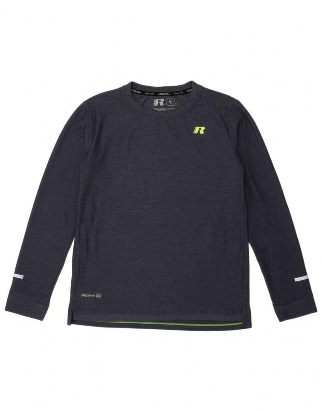 RUSSELL ATHLETIC Boys Dri-Power Top Long Sleeve 7-8 Years Medium Grey