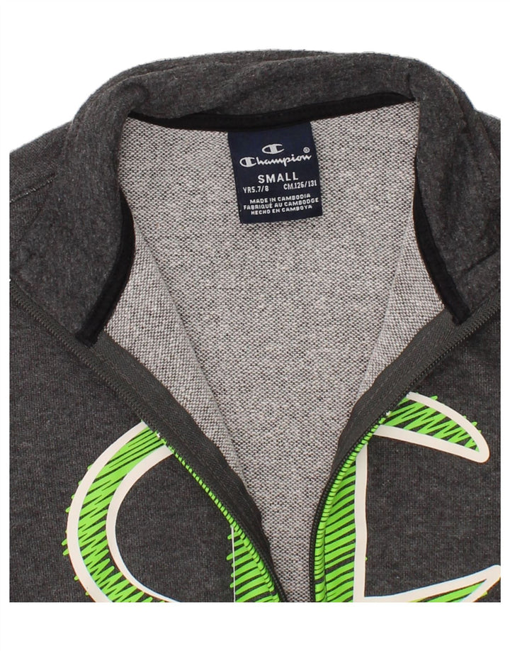 CHAMPION Boys Graphic Tracksuit Top Jacket 7-8 Years Small  Grey Cotton Vintage Champion and Second-Hand Champion from Messina Hembry 