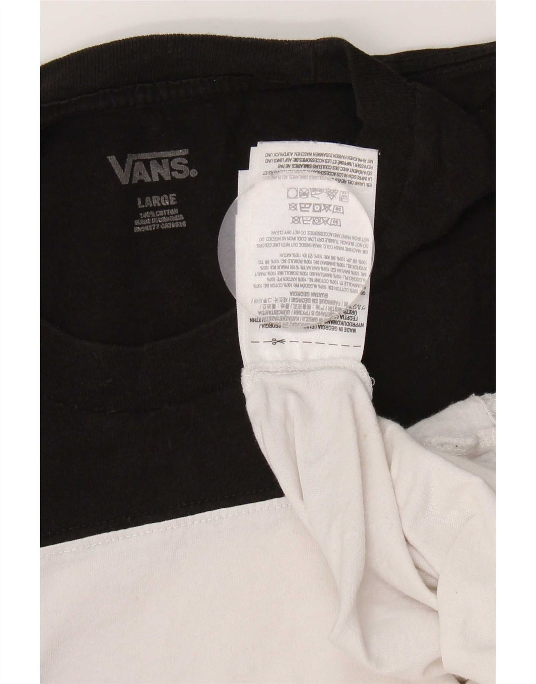 Vans Herren-T-Shirt-Oberteil, groß, weiße Colourblock-Baumwolle