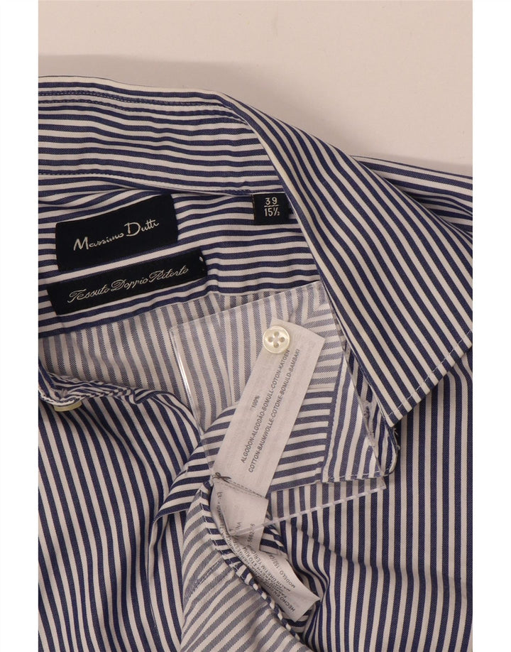 Massimo Dutti Herre formel skjorte str. 39 15 1/2 Mellem marineblå stribet