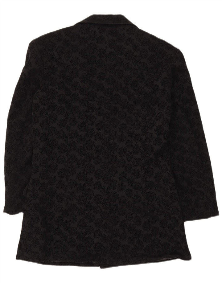 KOMBI Womens 3 Button Oversized Blazer Jacket UK 10 Small Black Floral