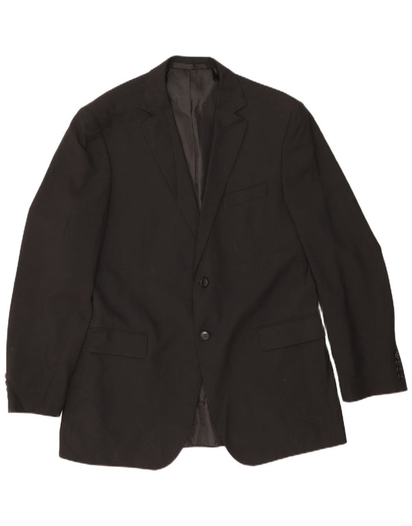 Marks & Spencer Mens 2 Button Blazer Jacket UK 42 Large Black Polyester