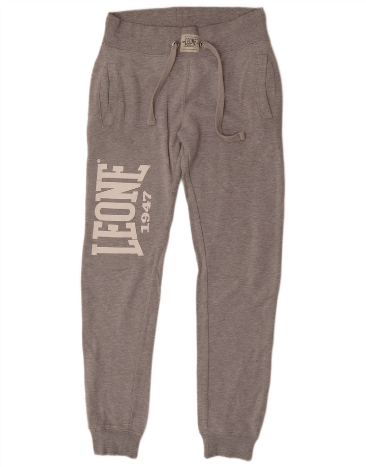 Leone Mens Graphic Tracksuit Trousers Joggers Small  Grey Flecked