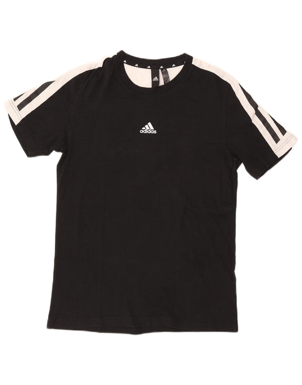 Adidas Mens T-Shirt Top Small Black Colourblock Cotton