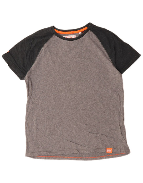Superdry Mens T-Shirt Top 2XL Grey Colourblock Cotton