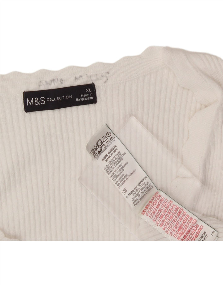 MARKS & SPENCER Womens Blouse Top UK 18 XL White Viscose Vintage Marks & Spencer and Second-Hand Marks & Spencer from Messina Hembry 