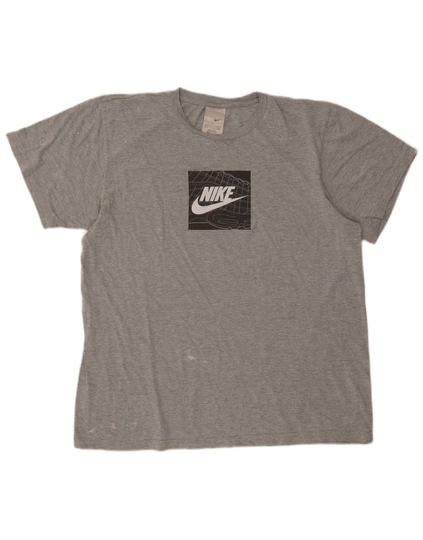 Nike Mens Graphic T-Shirt Top XL Gris Moucheté Coton